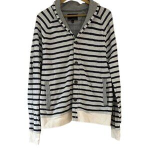 Banana Republic Navy and White Striped Cardigan